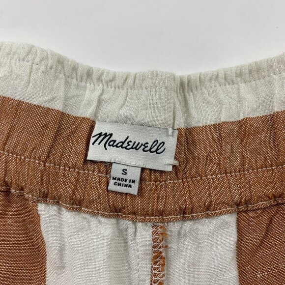 Madewell Rust Striped Linen Blend Wide Leg Capri Pant S - Picture 5 of 8